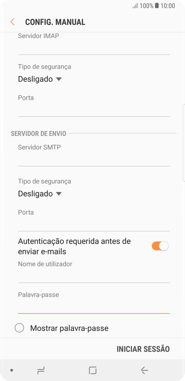 Prima INICIAR SESSÃO.