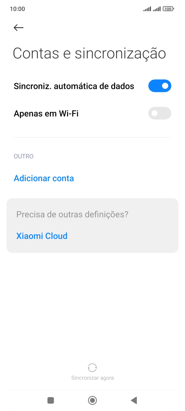 Prima Adicionar conta.