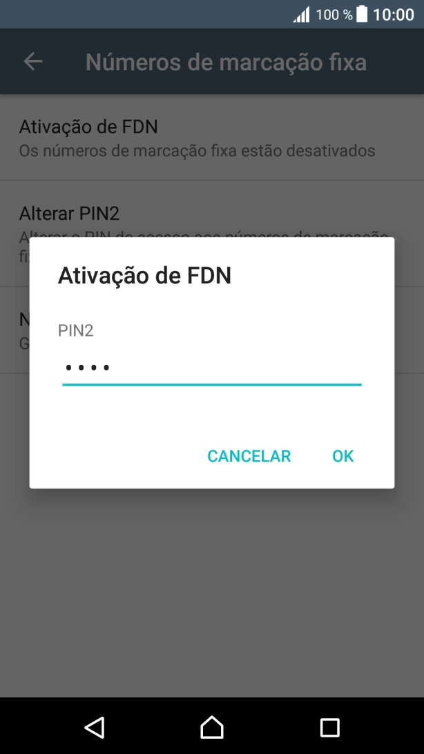 Introduza o código PIN2 e prima OK.