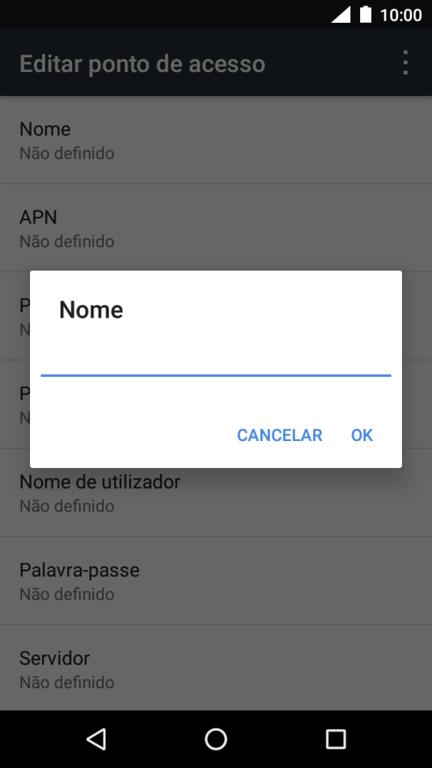 Introduza Vodafone Internet e prima OK.