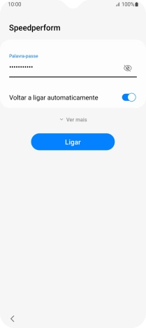 Introduza a password da rede Wi-Fi e prima Ligar.