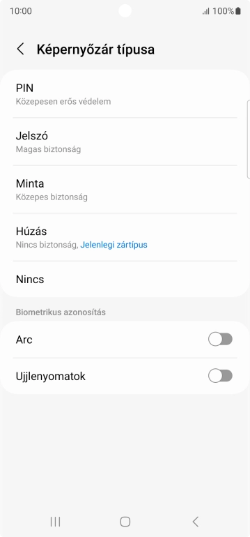 Válaszd az Ujjlenyomatok lehetőséget.