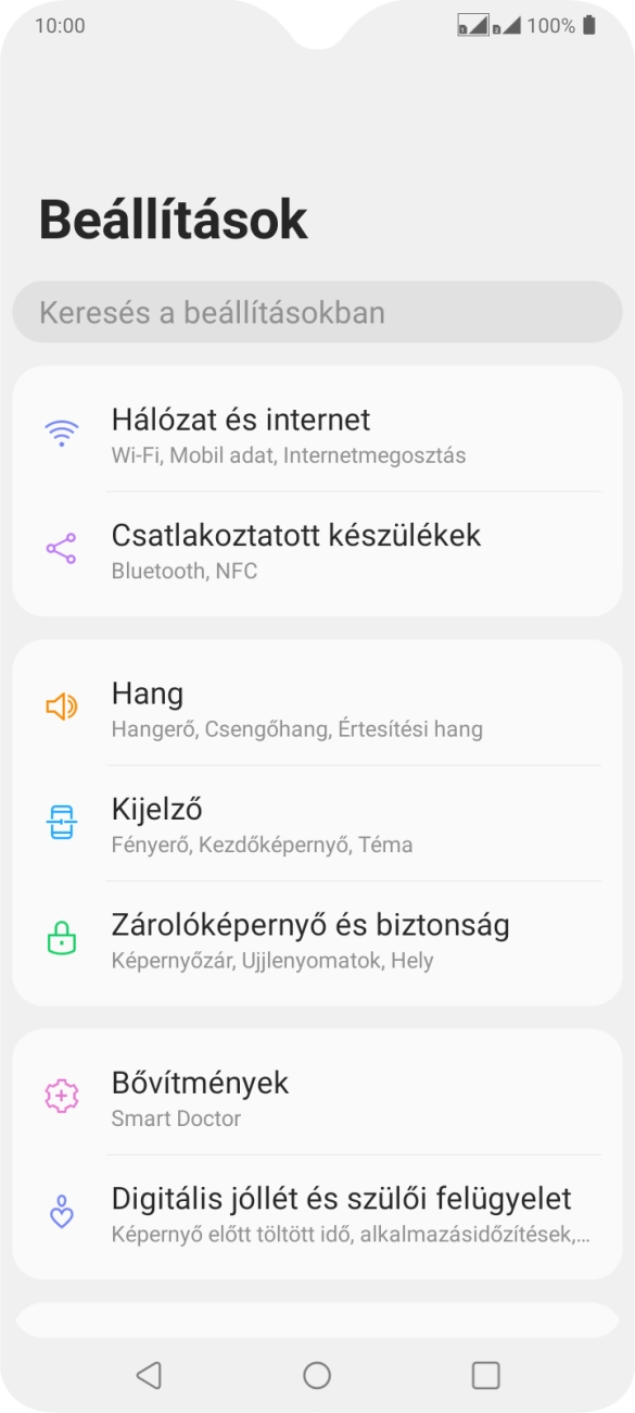 Válaszd a Hálózat és internet lehetőséget.