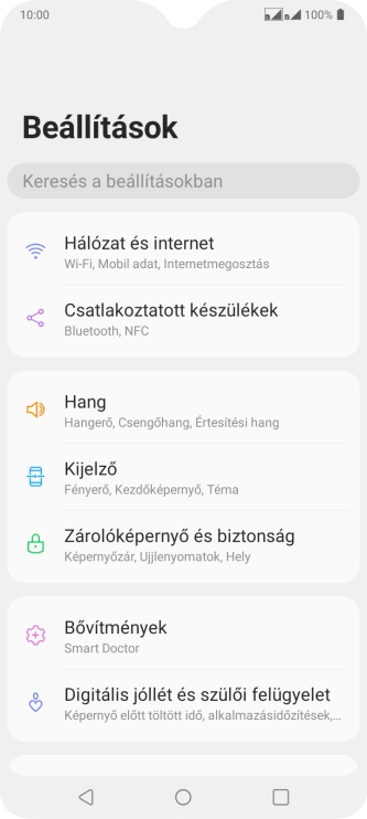 Válaszd a Hálózat és internet lehetőséget.