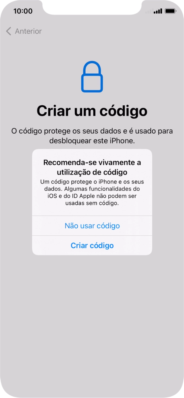 Se desativar a função, prima Não usar código.