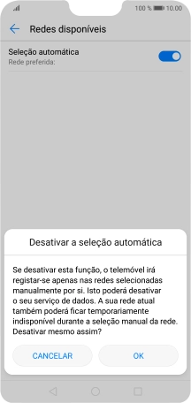 Prima OK e aguarde enquanto o telefone procura as redes.