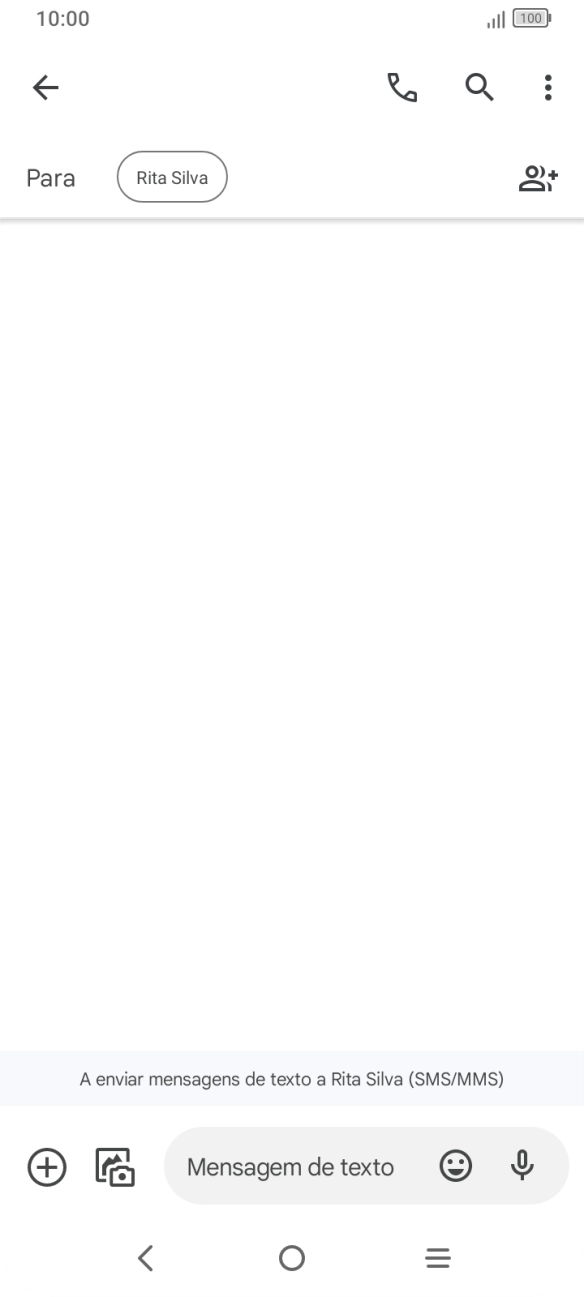 Prima o campo de escrita e escreva o texto da sua mensagem multimédia.