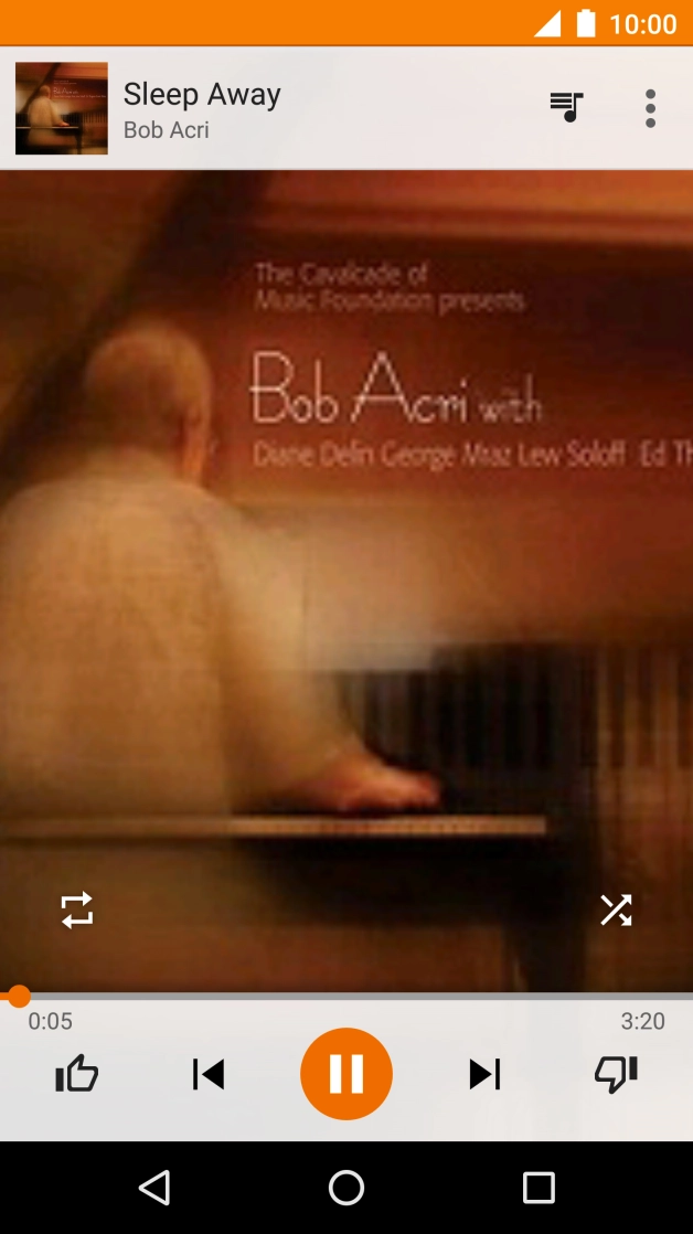 Prima a seta para a direita para ir para o ficheiro de música seguinte.