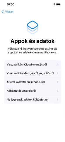 Válaszd a Ne legyenek adatok költöztetve lehetőséget, és kövesd a képernyőn megjelenő utasításokat az aktiválás befejezéséhez.