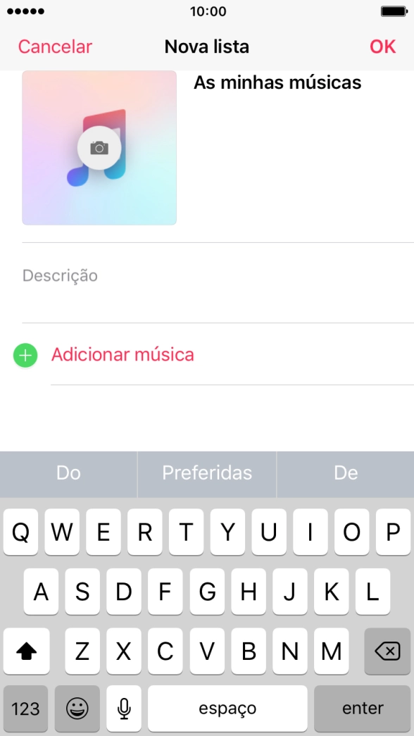 Prima Adicionar música.