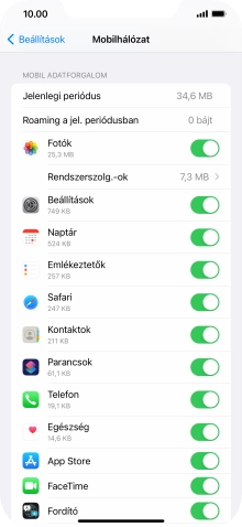 Kattints a kívánt programok melletti csúszkákra a funkciók be- vagy kikapcsolásához.
