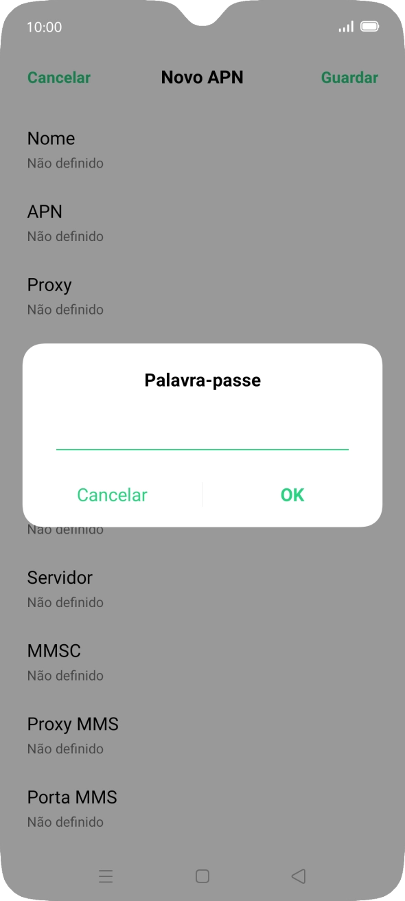 Introduza vodafone e prima OK.