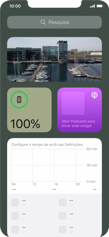 Deslize o dedo para cima no ecrã.