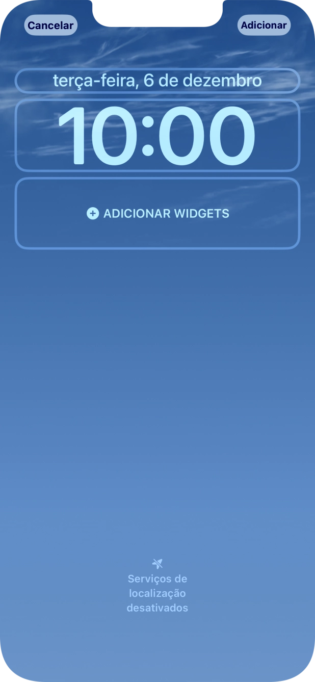 Se pretender personalizar a visualização da data no ecrã de bloqueio, prima o widget de data e siga as indicações no ecrã para escolher a visualização pretendida para o widget.