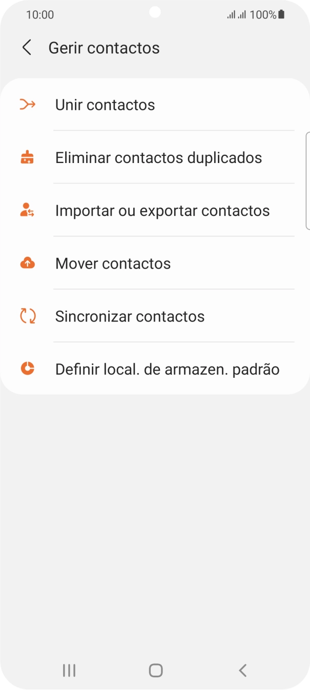 Prima Importar ou exportar contactos.