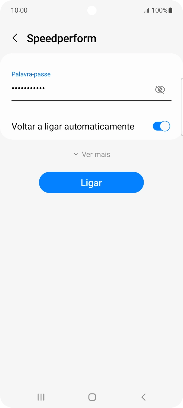Introduza a password da rede Wi-Fi e prima Ligar.