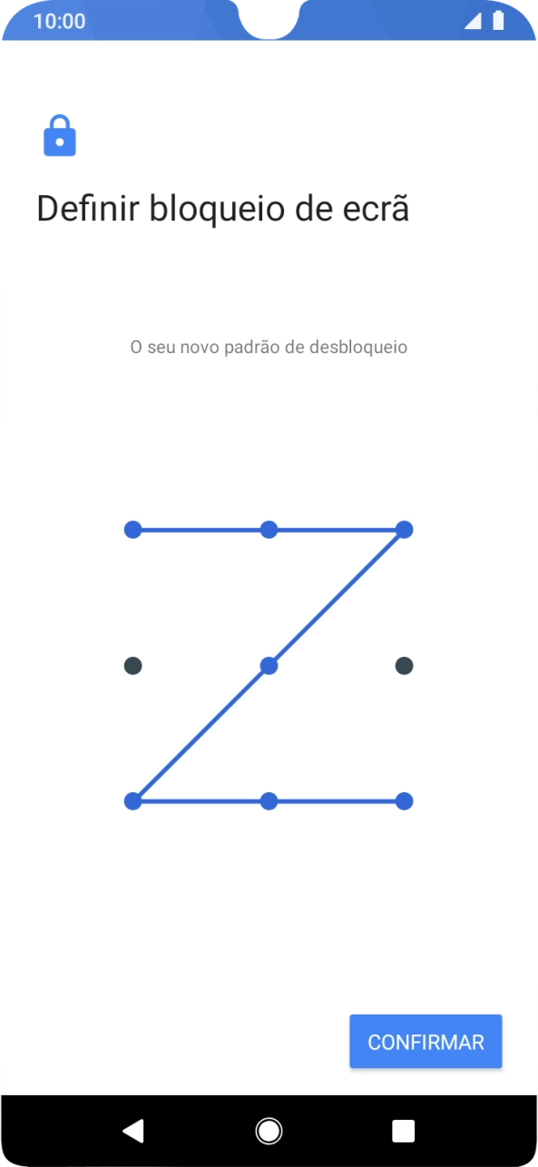 Repita o código de bloqueio do telefone escolhido e prima CONFIRMAR.
