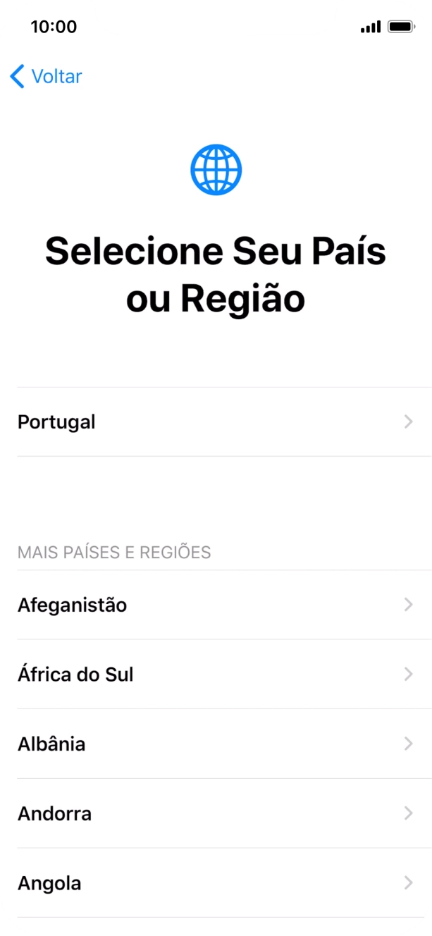 Prima a área ou país pretendido.