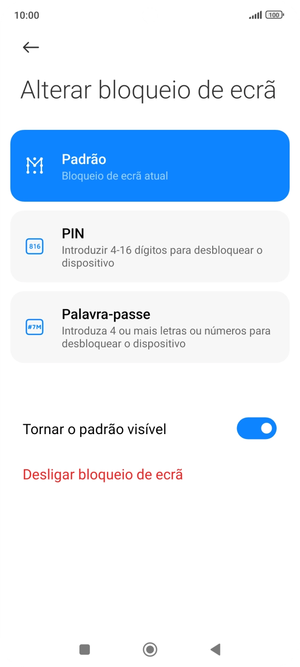 Prima Desligar bloqueio de ecrã e introduza o código adicional de bloqueio do telefone que criou anteriormente.