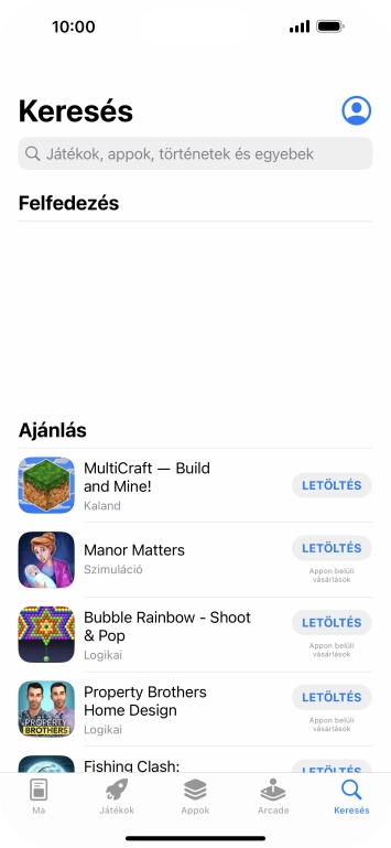 Kattints a keresés mezőre, és írd be a keresett alkalmazás nevét vagy tárgykörét.