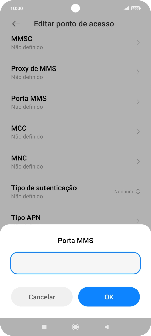 Introduza 80 e prima OK.