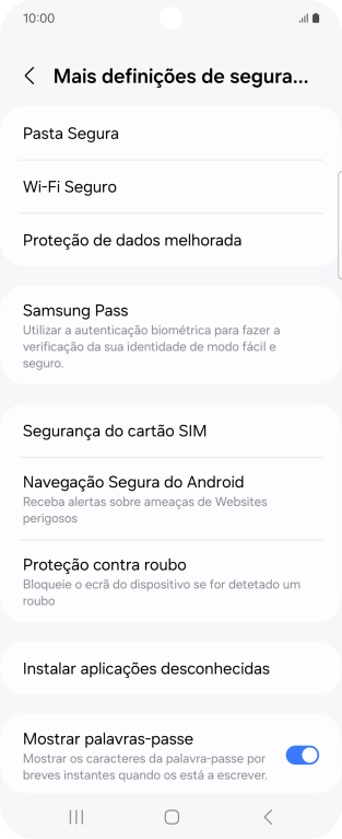 Prima Segurança do cartão SIM.
