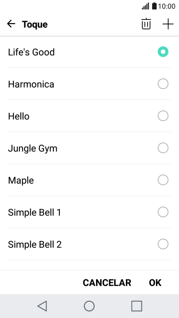 Prima o ícone para adicionar um tom de toque.