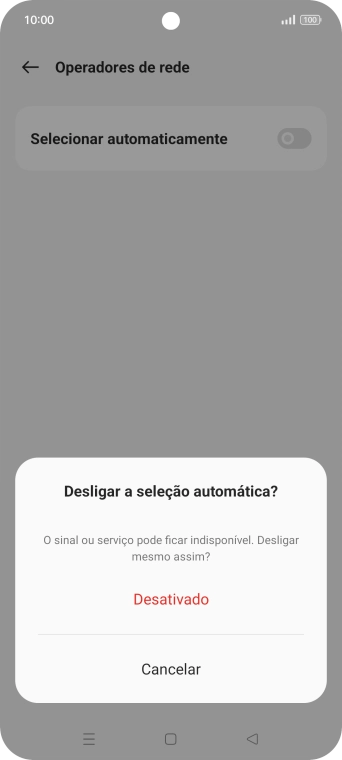 Prima Desativado para desativar a função e aguarde enquanto o telefone procura as redes.
