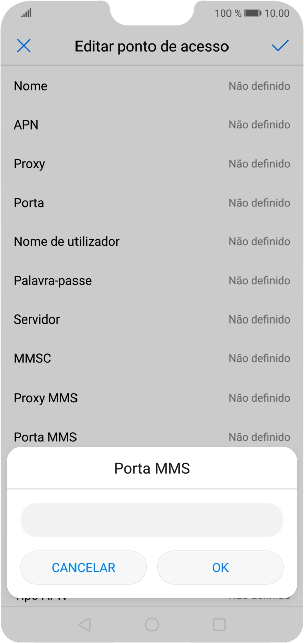 Introduza 80 e prima OK.