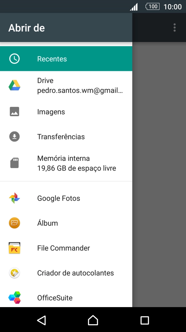 Prima Imagens e vá até à pasta pretendida.