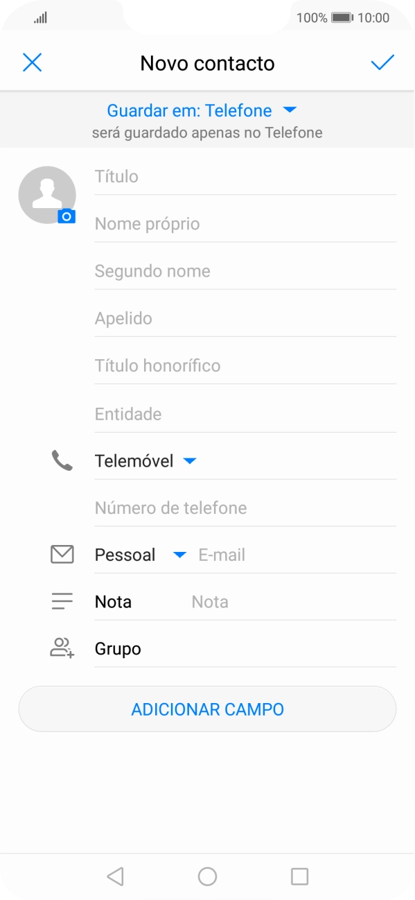 Prima Nome próprio e introduza o nome pretendido.