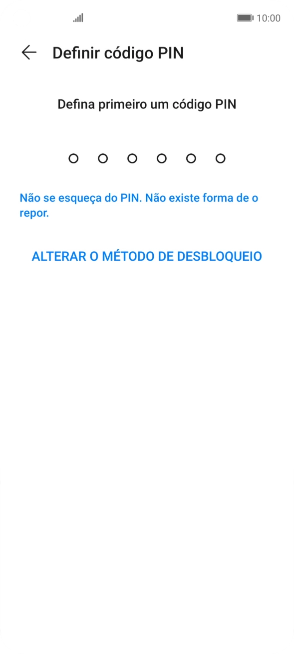 Prima ALTERAR O MÉTODO DE DESBLOQUEIO.