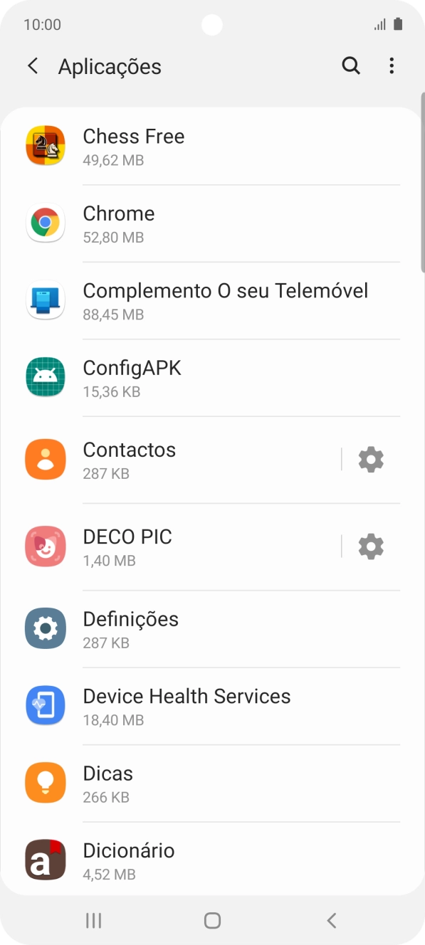 Prima a app pretendida.