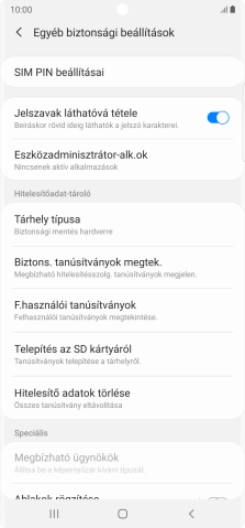 Válaszd a SIM PIN beállításai lehetőséget.
