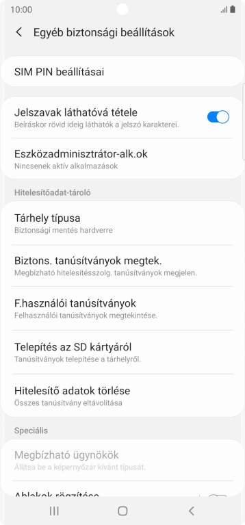 Válaszd a SIM PIN beállításai lehetőséget.