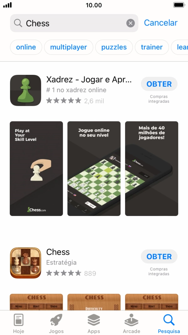 Prima a app pretendida.