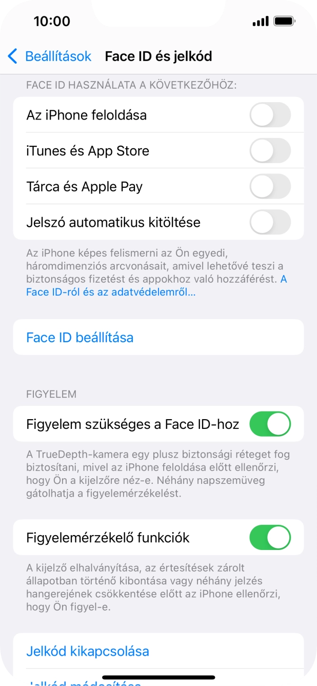 Válaszd a Jelkód kikapcsolása lehetőséget, és írd be a képernyőzárkódot.