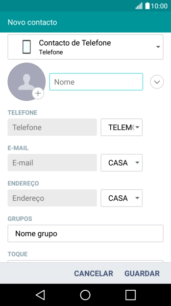 Prima a lista suspensa da lista de contactos.