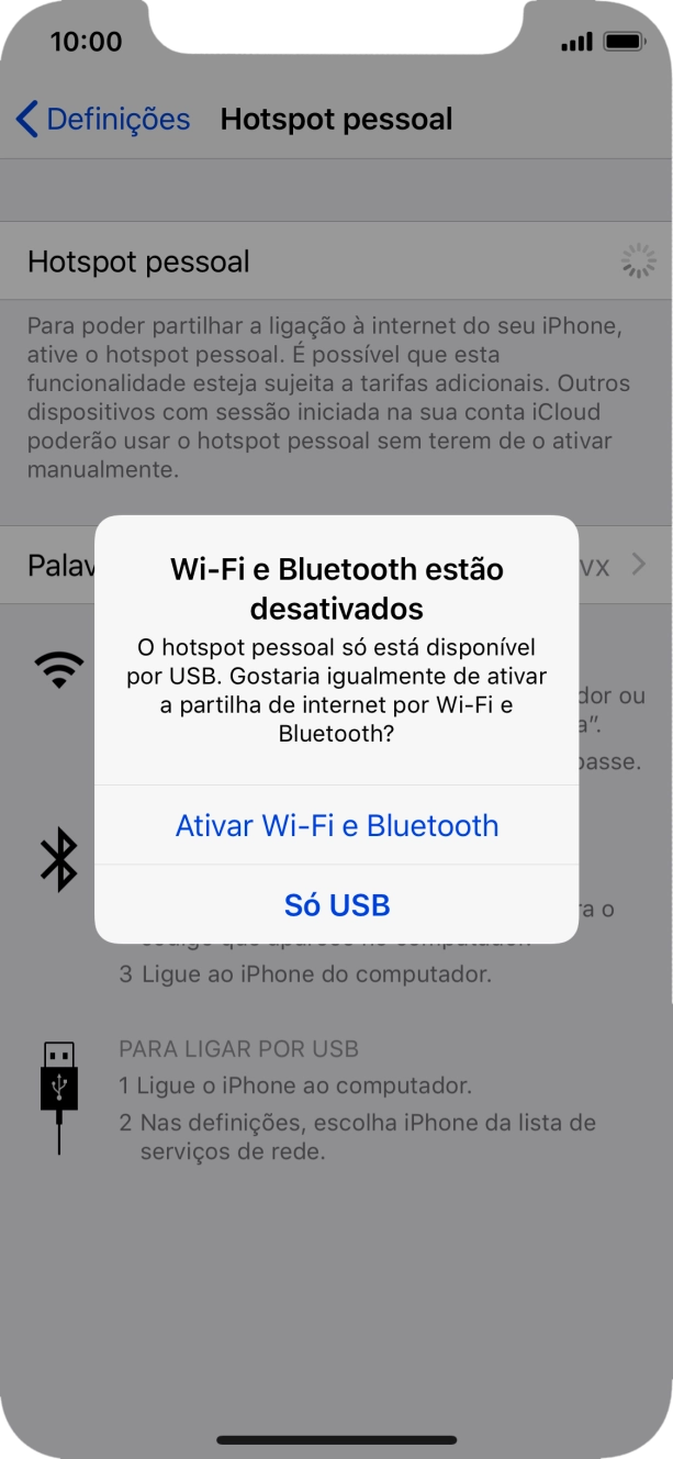 Se o Wi-Fi estiver desativado, prima Ativar Wi-Fi e Bluetooth.