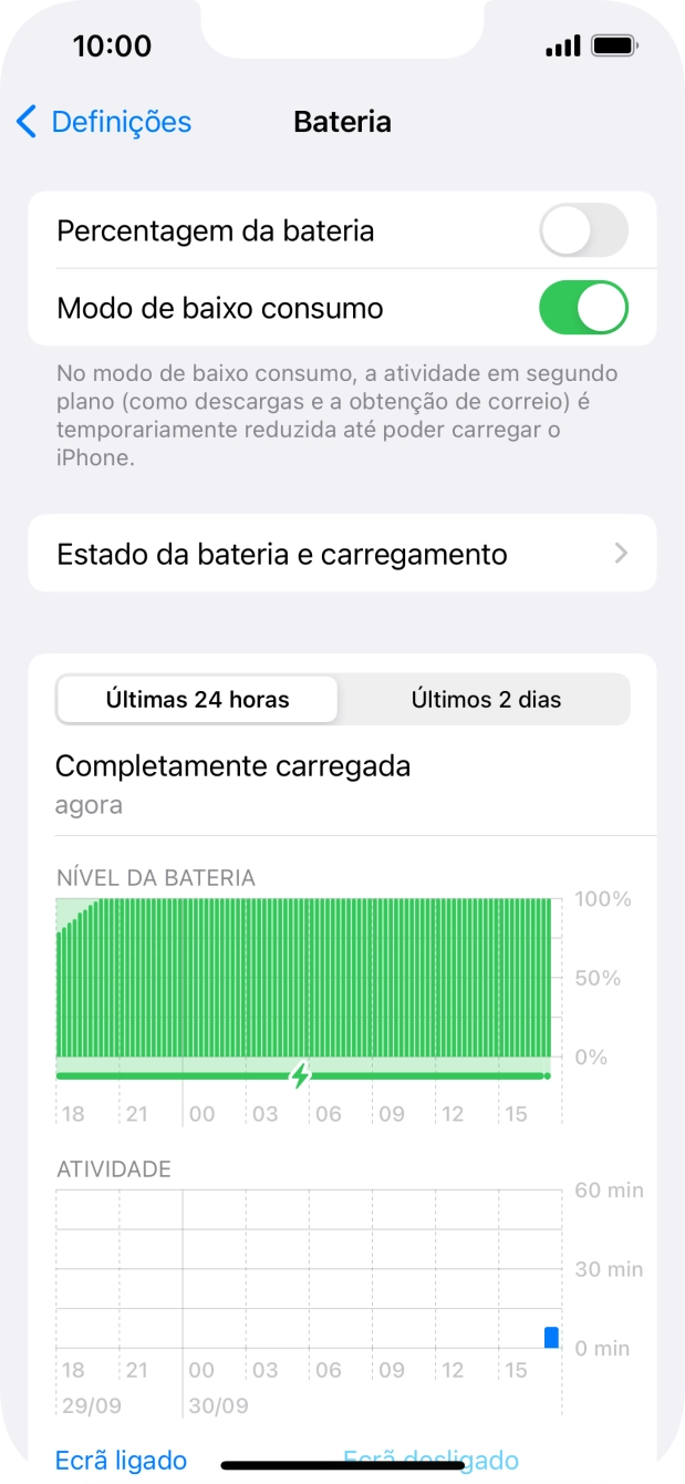 Para voltar ao ecrã inicial, deslize o dedo de baixo para cima a partir da base do ecrã.