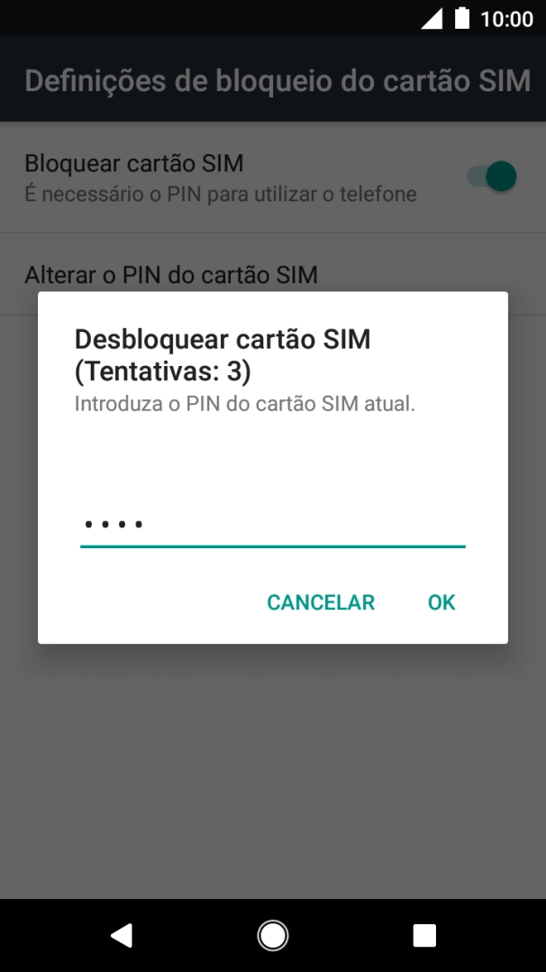 Introduza o seu código PIN e prima OK.