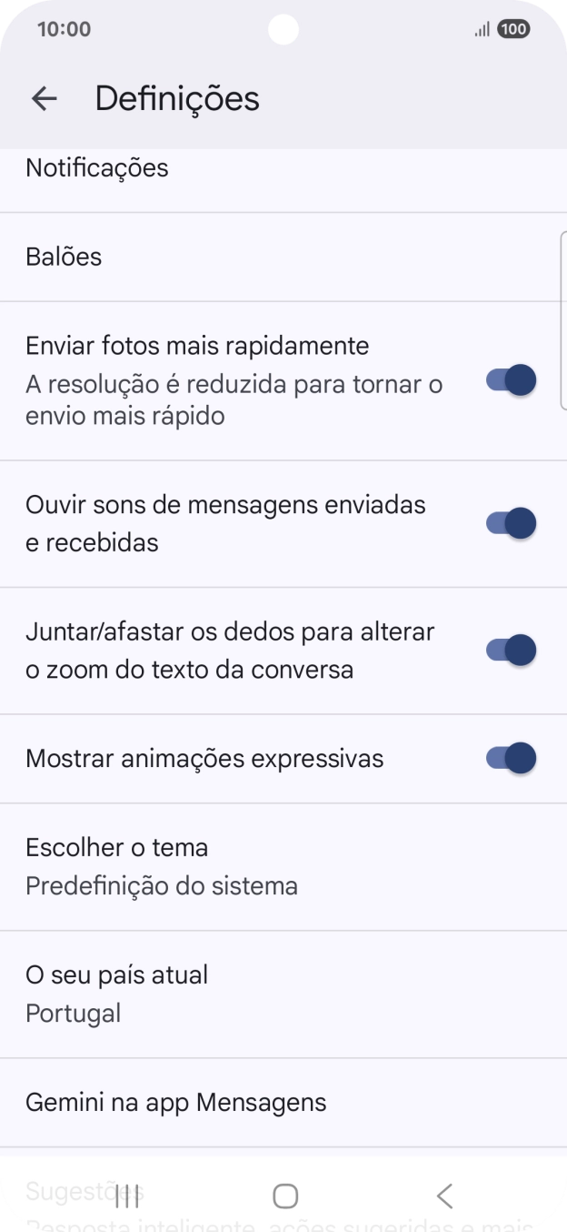 Prima Gemini na app Mensagens.