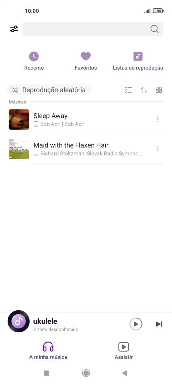 Prima o ficheiro de música pretendido.