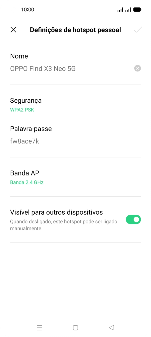 Prima Nome, e introduza o nome pretendido do hotspot Wi-Fi.