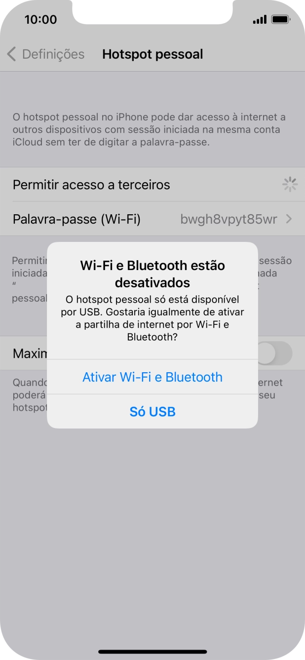 Se o Wi-Fi estiver desativado, prima Ativar Wi-Fi e Bluetooth.