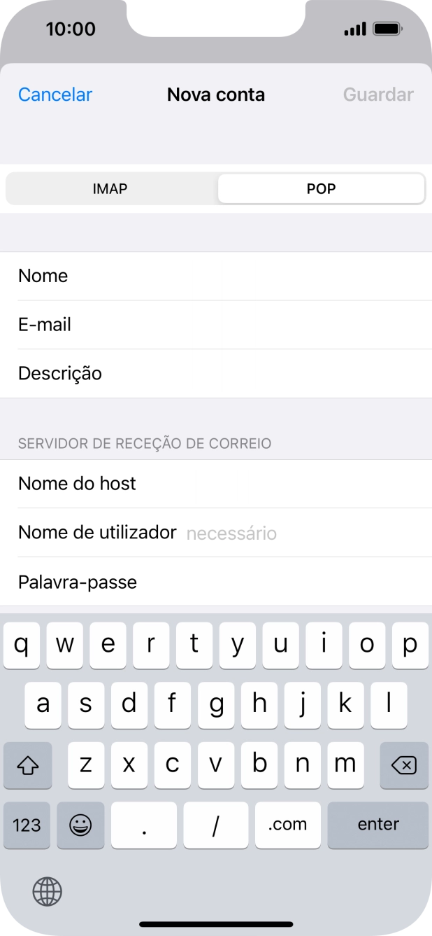 Prima Nome de utilizador e introduza o nome de utilizador da sua conta de e-mail.