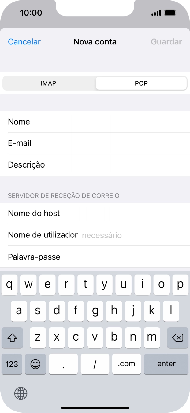 Prima Nome de utilizador e introduza o nome de utilizador da sua conta de e-mail na Vodafone.
