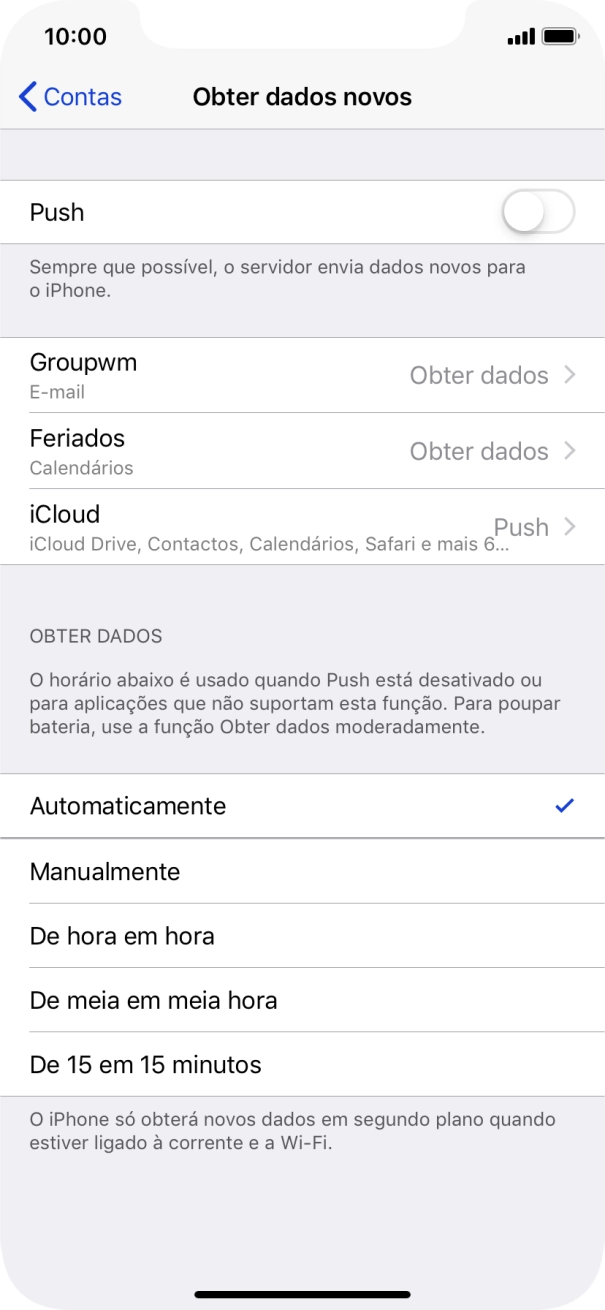Se desativar a função, prima a definição pretendida.