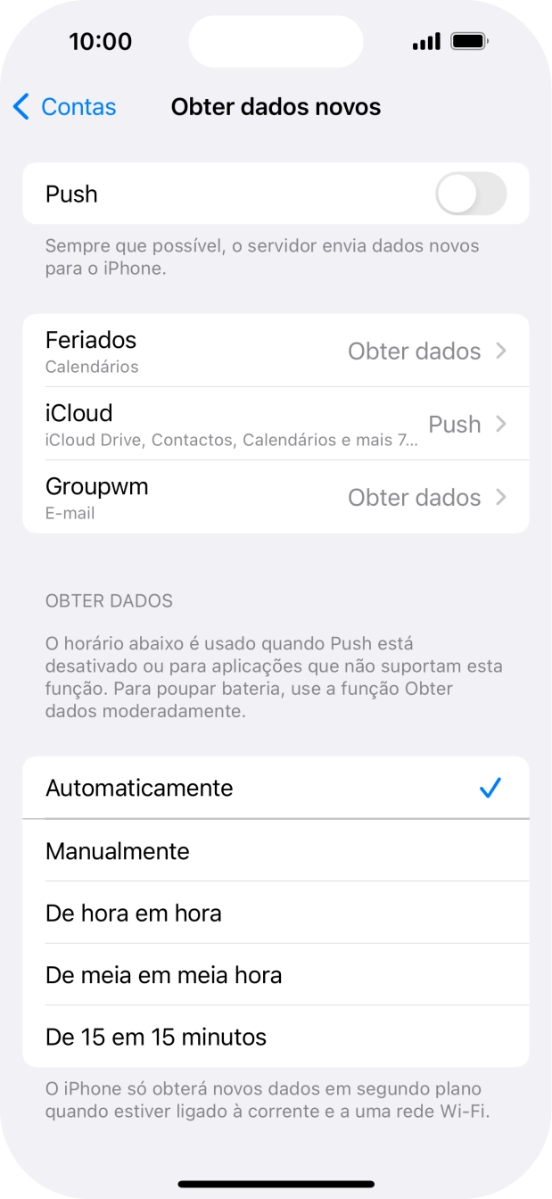 Se desativar a função, prima a definição pretendida.