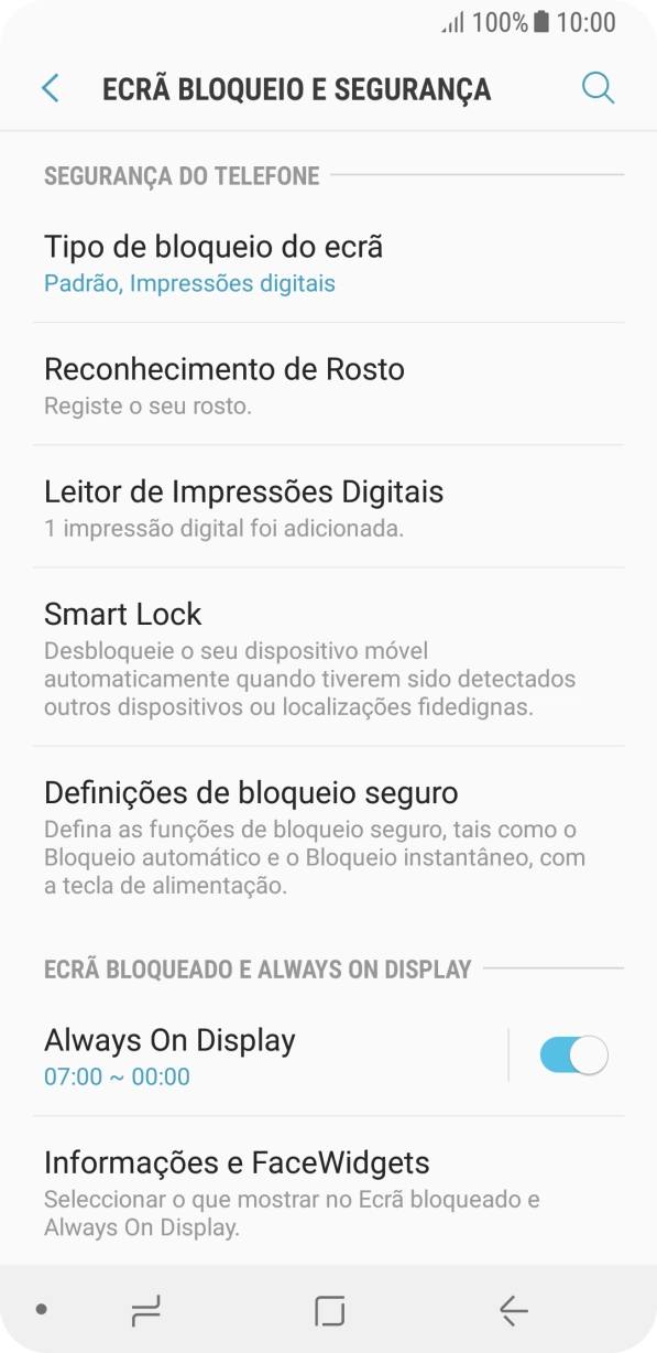 Prima Tipo de bloqueio do ecrã e introduza o código de bloqueio do telefone atual.